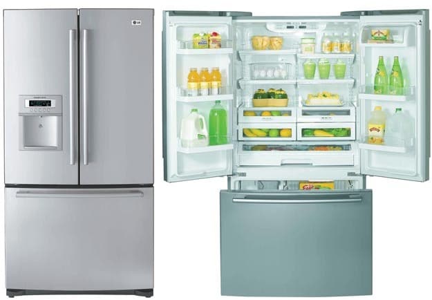 LG LRFD25850SB 25 Cu. Ft. French Door Refrigerator w/ External Water Dispenser & External Digital Temperature Controls: Smooth Black