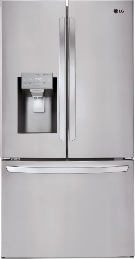 LG LFXS26973S 36 Inch Smart French Door Refrigerator with 26.2 cu. ft. Total Capacity, Dual Ice Maker, External Ice/Water Dispenser, Smart Cooling® System, LoDecibel™, Sabbath Mode, Star-K® Certified and ENERGY STAR®: PrintProof™ Stainless Steel