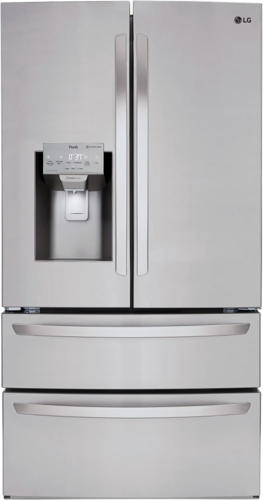 LG LMXS28626S 36 Inch 4-Door French Door Refrigerator with 27.8 cu. ft. Capacity, PrintProof™ Finish, Smart Cooling® System, Slim SpacePlus® Ice System, and ENERGY STAR® Qualified: Stainless Steel