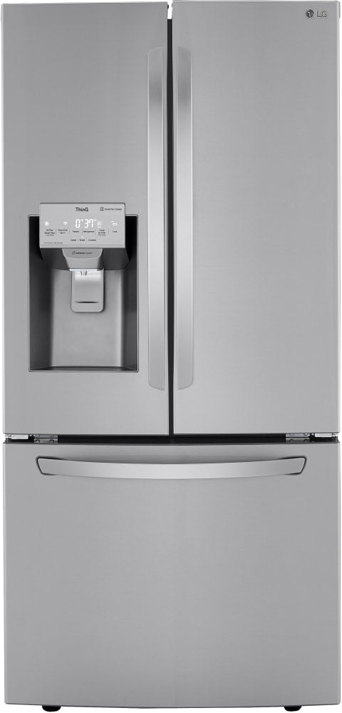 LG LRFXS2503S 33 Inch Smart French Door Refrigerator with 24.5 Cu. Ft. Capacity, Door Cooling+, Smart Diagnosis™, LG ThinQ® App Compatible, Ice Maker, Filtered Water/Ice Dispenser, Star-K Certified Sabbath Mode, and Energy Star Qualified