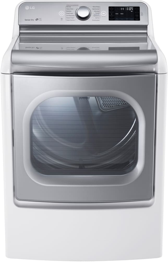 LG DLEX7700WE 29 Inch 9.0 cu. ft. Electric Dryer with 14 Drying Cycles, 10 Options, TurboSteam Technology, Sensor Dry System, EasyLoad Dual-Opening Door, LED Display and LoDecibel Quiet Operation: White