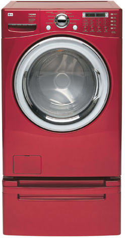 LG WM2487HRM 27 Inch TROMM Front-Load Washer with 4.0 cu. ft. Capacity, 9 Wash Cycles and SteamFresh Technology: Wild Cherry Red