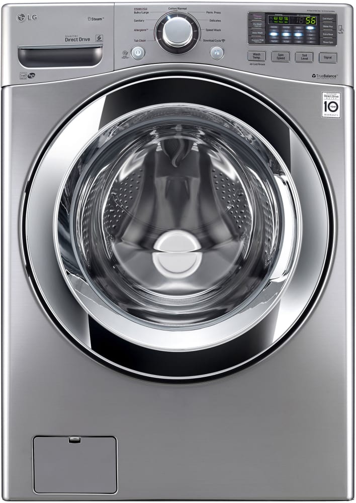 LG WM3370HVA 27 Inch 4.3 cu. ft. Front Load Washer with 7 Wash Cycles, 1,300 RPM, Steam Cycle, LG Twin Wash Compatibility, Allergiene Cycle, SenseClean, LoDecibel Quiet Operation, NeveRust Stainless Steel Drum and ENERGY STAR Certification