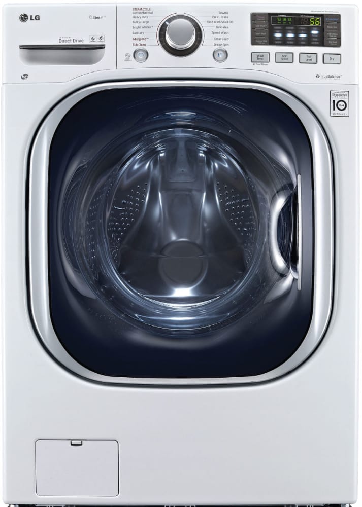 LG WM3997HWA 27 Inch Front Load Washer/Dryer Combo with 4.3 cu. ft. Capacity, 14 Wash Cycles, Steam Technology, 1,300 RPM, ColdWash Option, 4-Tray Dispenser, LoDecibel Quiet Operation, Ventless Condensing Drying and Energy Star Rated