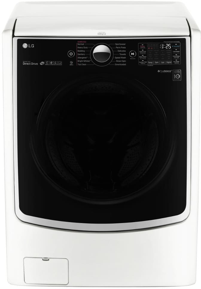 LG WM5000HWA 27 Inch 4.5 cu. ft. Front Load Washer with 14 Wash Programs, 1,300 RPM, Steam, TurboWash, Allergiene Cycle, LG Twin Wash Compatibility, SenseClean, LoDecibel Quiet Operation, NeveRust Stainless Steel Drum and ENERGY STAR Certification