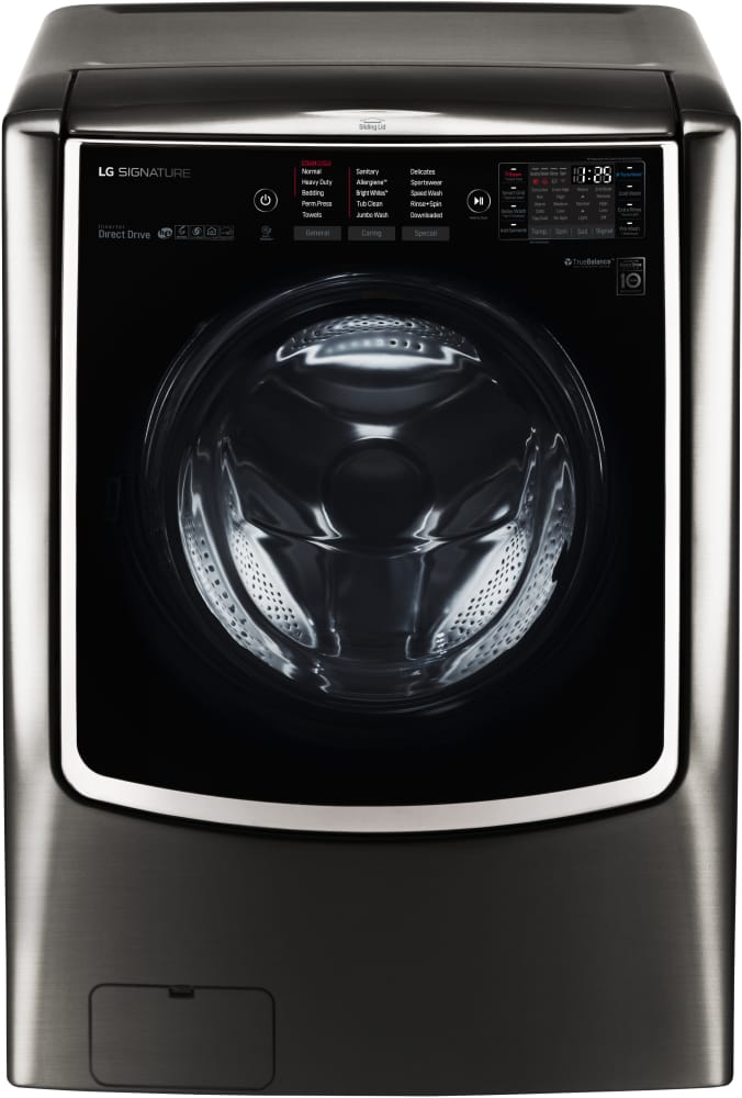 LG WM9500HKA 30 Inch Front Load Smart Washer with 5.8 cu. ft. Capacity, LoDecibel™ Operation, TrueBalance™ System, SmartDiagnosis™, ThinQ® Technology, 14 Wash Cycles, Steam Cycle, Sanitize, TurboWash™, Allergiene™, and ENERGY STAR®