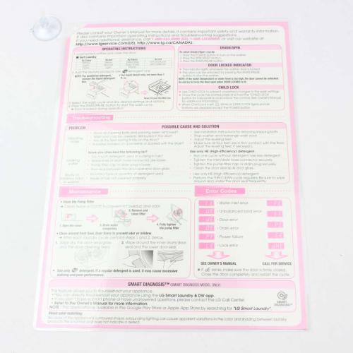 LG Washer Sheet, Operation - MHK40625522
